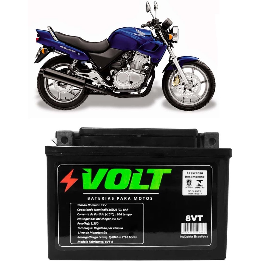 Bateria Volt 8VT Honda Cb500 Xt 600 Z750 Bandit Shadow Deluxe Volt