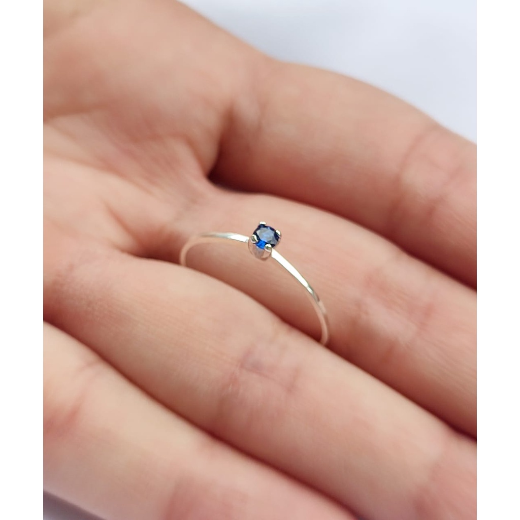 Anel Solitário Prata 925 / Anel Feminino De Prata / Anel Pedra azul em Oferta na Shopee