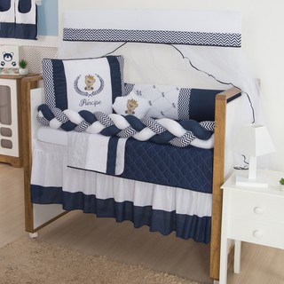 Kit Berço Trança Urso Príncipe Azul Marinho 10 peças
