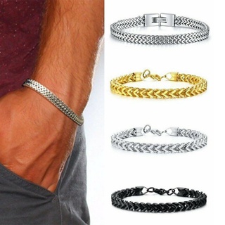 Pulseira Masculina Em Aço Inoxidável Com Estilo De Rua