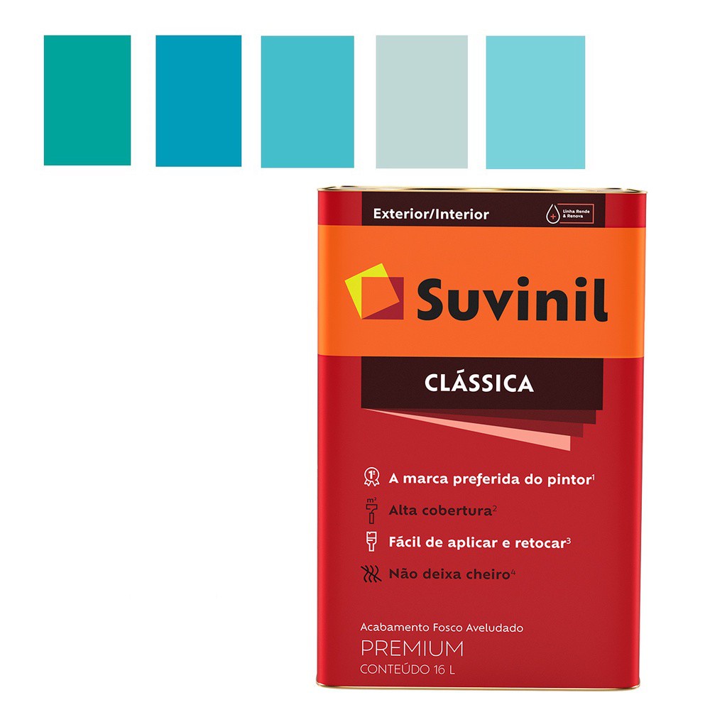 Tinta Para Parede Fosca Azul Tiffany Classica Suvinil 16 Lts