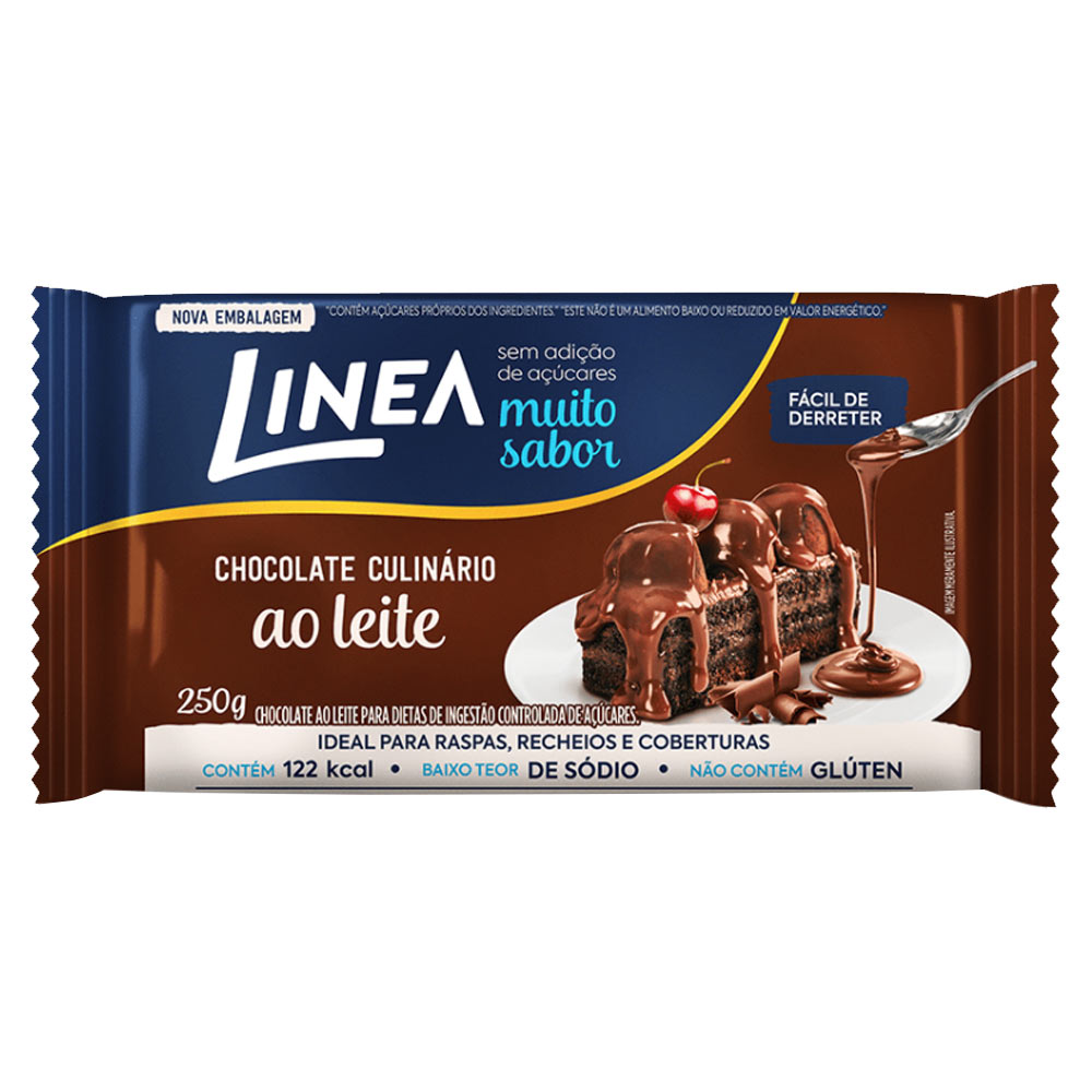 Barra Chocolate Ao Leite Zero Açúcar 250g - Linea