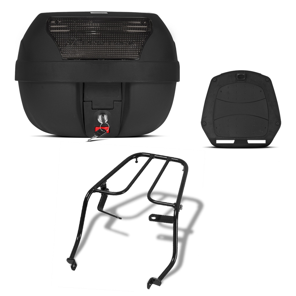 Baú Bauleto Smartbox 2 28 Litros + Bagageiro Moto Yamaha XTZ 250 Lander 2007 a 2019 Pro Tork