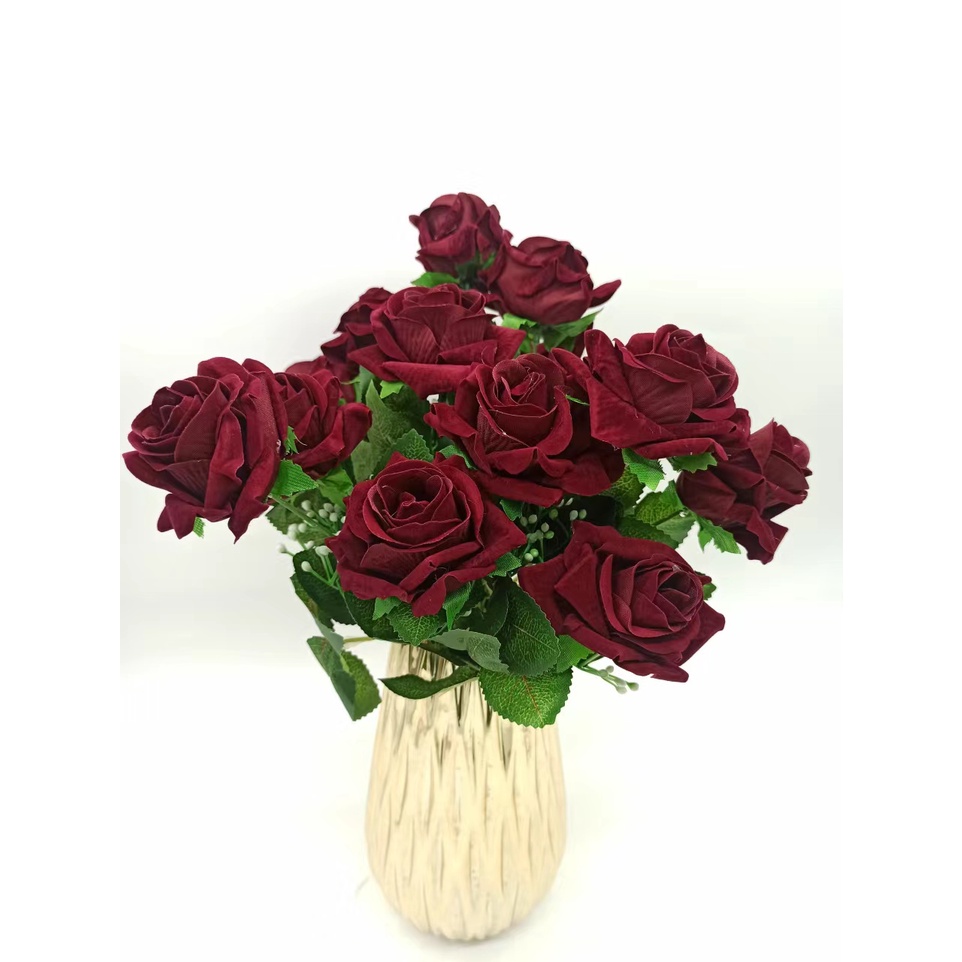 1x Buque Rosa Artificial Com 5 Flores nas cores Marsala ou Vermelho |  Shopee Brasil