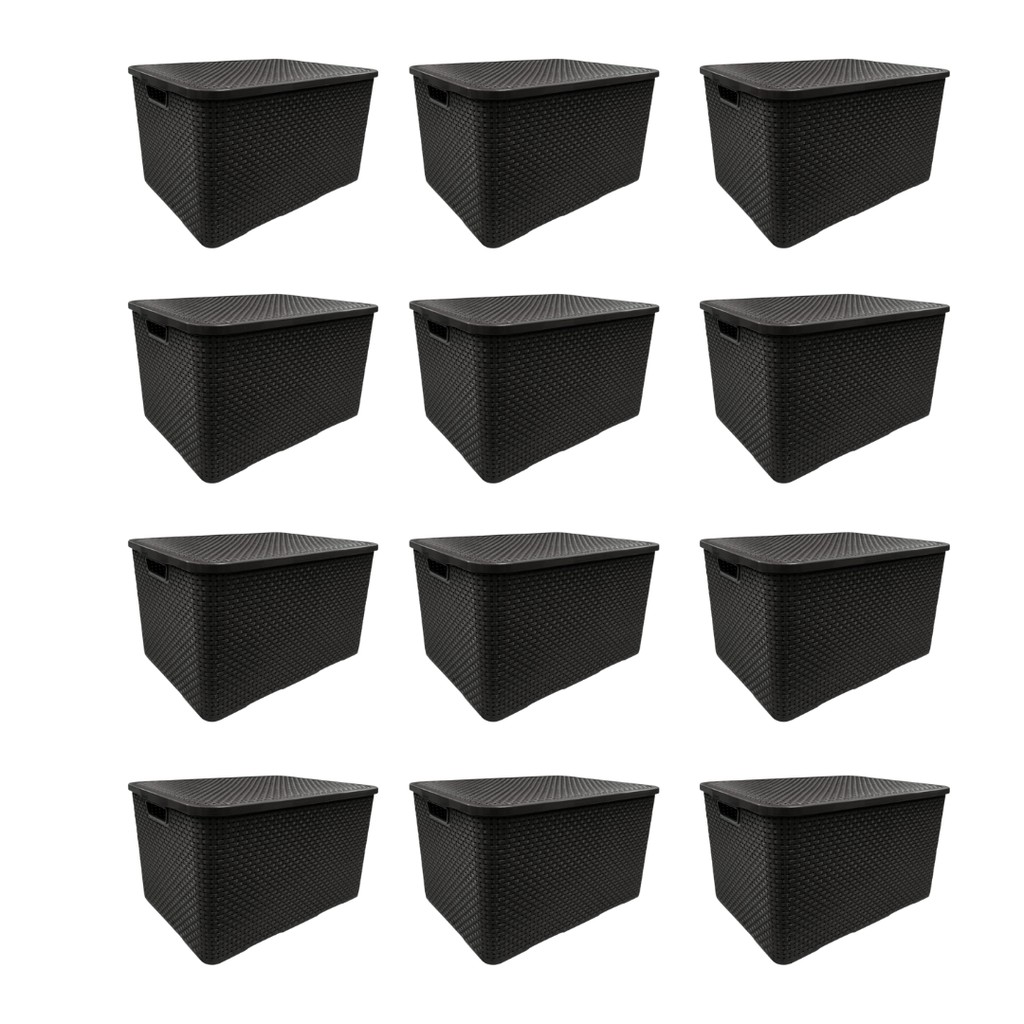 Super Promoção Kit com 12 Caixas organizadoras Rattan 7 litros - Arqplast
