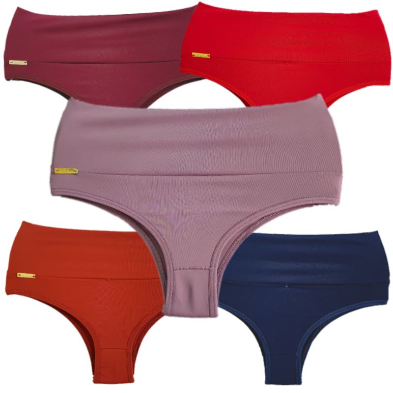 Kit 5 Calcinha Rubia Microfibra Poliamida Cos Alto Duplo Reforçada Lingerie para Atacado e Revenda em Oferta na Shopee