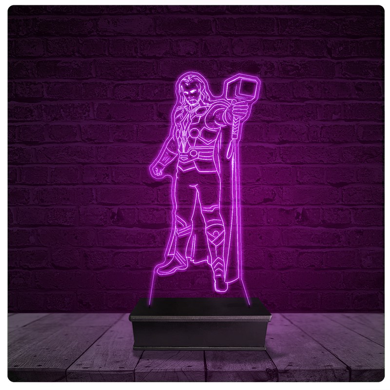 Luminária e Abajur Acrílico Led - Thor Vingadores Marvel 05