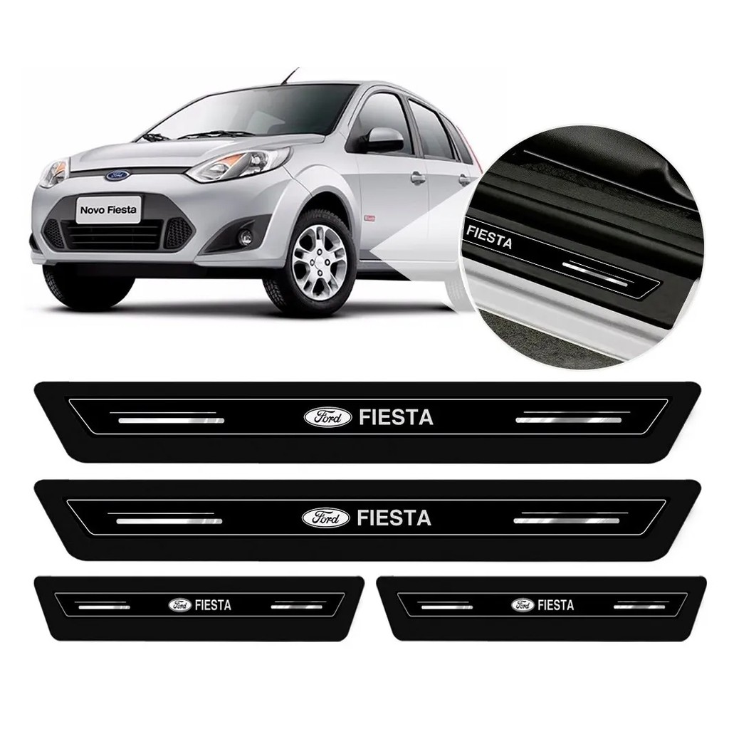 Soleira Protetor Porta Platinum Ford Fiesta 2003 2004 2005 2006 2007 2008 2009 2010 2011 2012 2013 2014 - Preto