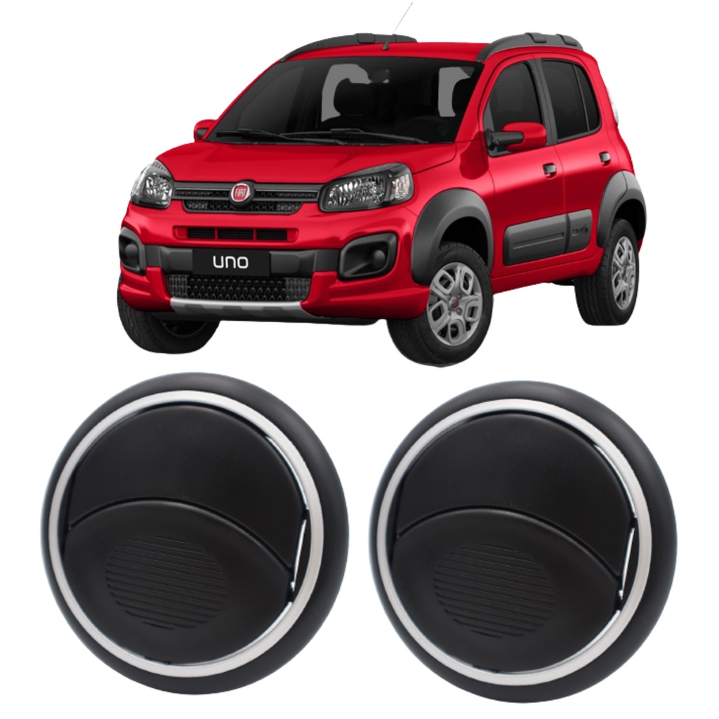 Kit Difusor De Ar Uno 2017 Até 2019 Palio Doblo 2002 Até 2018 Cor:Preto Com Aro Prata