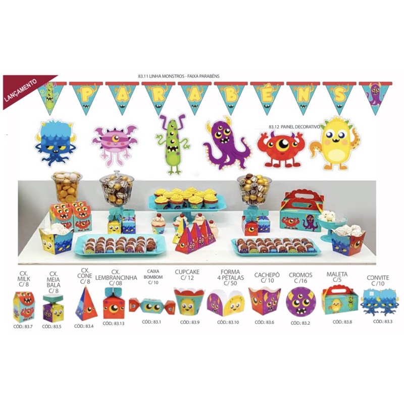 kit festa monstros completo em Oferta na Shopee