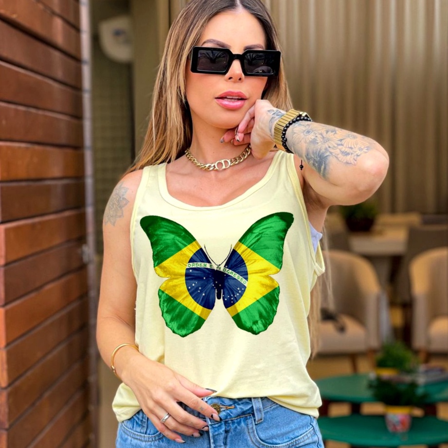 Regata brasil copa do mundo hexa, regatinha plus size, blusa estiolosa patriota em Oferta na Shopee