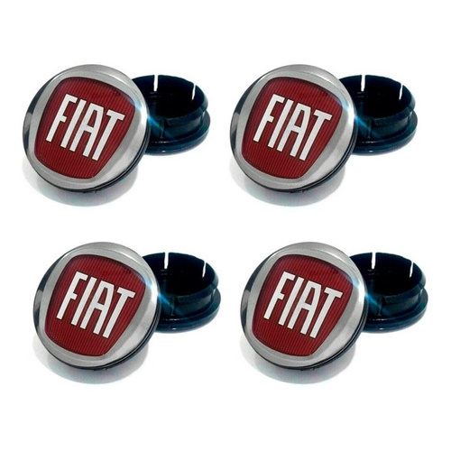 Jogo 4 Calota Centro Miolo Meio Roda Fiat Linea Vermelho