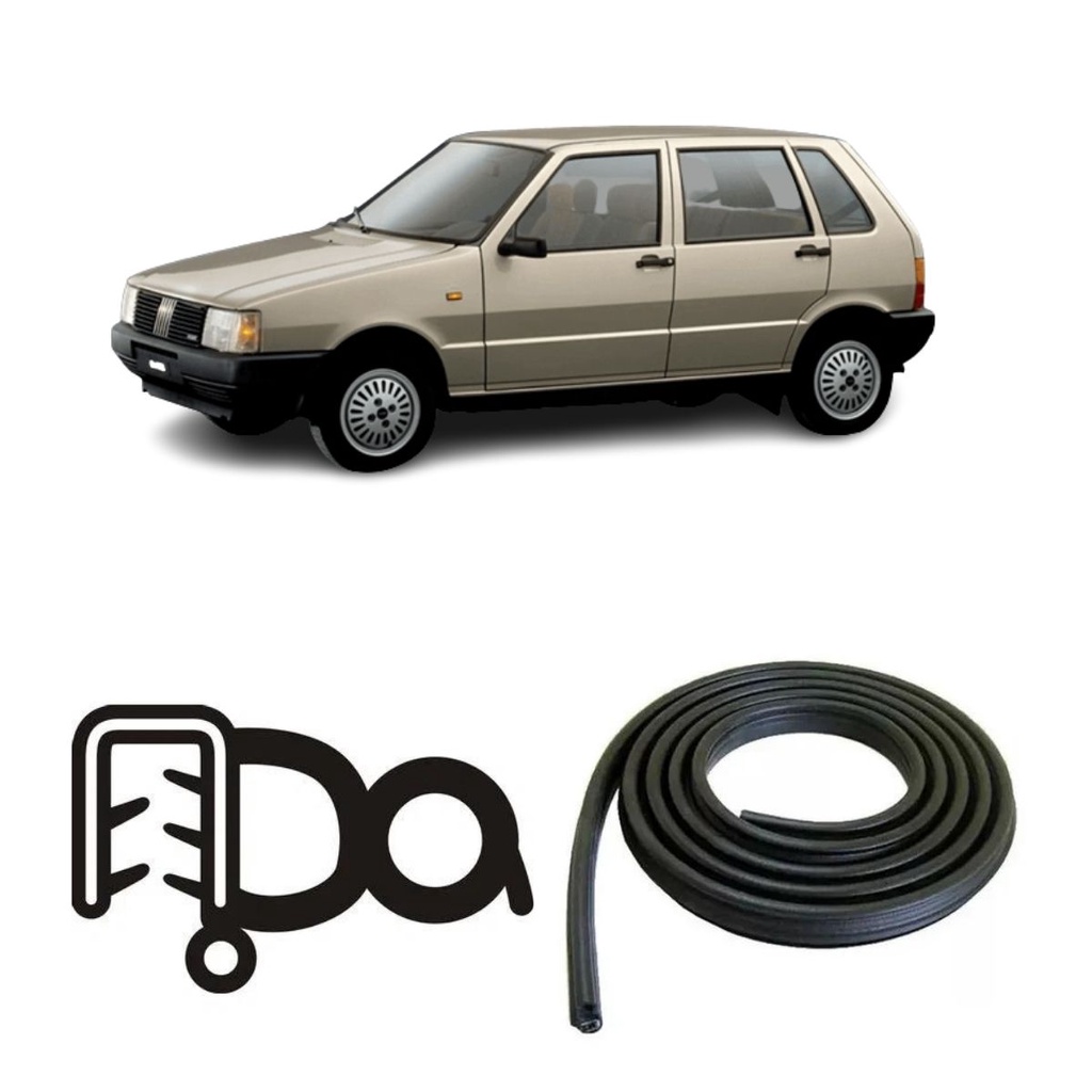 BORRACHA DE PORTA TRASEIRA PRETA ESTRIADA FIAT UNO .../90 em Oferta na Shopee