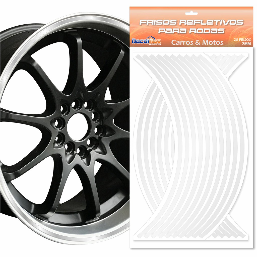 Adesivo Friso Refletivo Roda Carro Moto 7mm Branco Universal