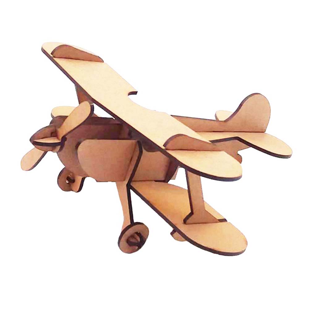 Kit 5 Avião Biplano 23 cm quebra cabeça educativo 3d em mdf coleção miniatura festa principe aviador