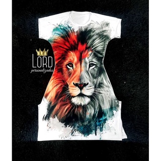 Bata Longline Leão Aquarela Branco | Vestes Dança Profética Coreografia Gospel Leão