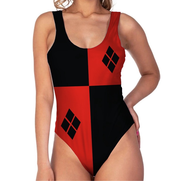 Body Regata Feminino Super Heróis Carnaval Fantasia Festa Harley Quinn Arlequina Suicide Squad Esquadrão Suicída
