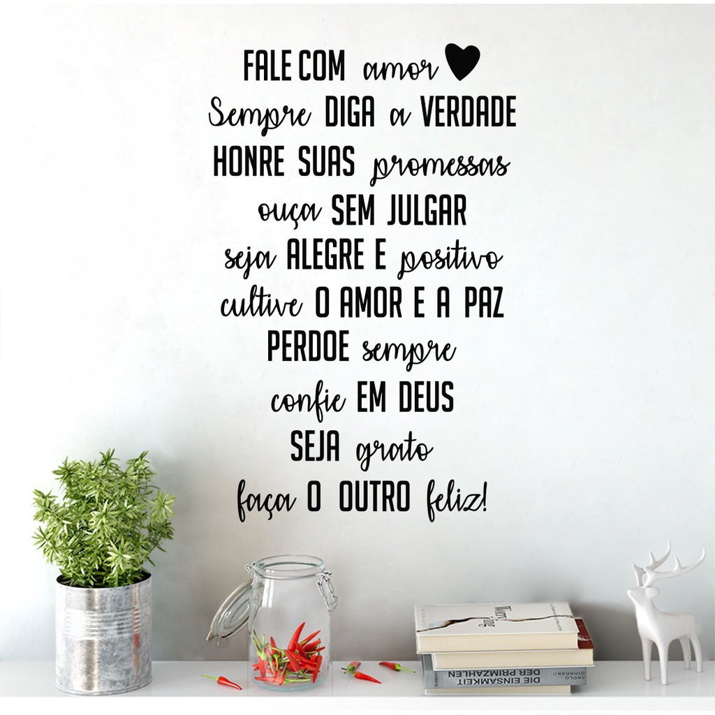 Adesivo Parede Quarto Frase Fale Com Amor Seja Grato Perdoe em Oferta na Shopee