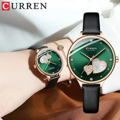 CURREN Relógios Femininos Moda Criativa Concha Design Couro Casual Negócios Esportes Quartzo À Prova D'água 9077 X