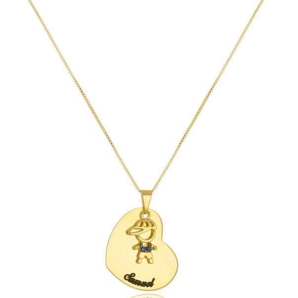 Colar Semijoia Cordão de Ouro Banhado Corrente Não é Bijuteria Colares Femininos Gargantilha Garantia Colar Personalizado com Criança no Coração
