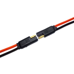 Conector 2 Vias Reforçado Com Fio 4,0 Mm Plug Para Caixa Anti Erro Resistente Home Theater Preto Macho e Fêmea