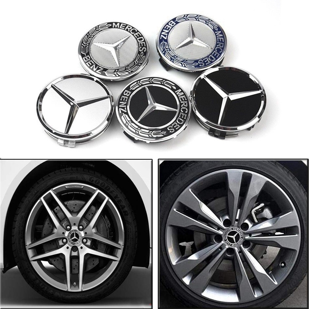 Tampas Centrais Do Cubo Emblema Da Roda Quente , Guirlanda De Louro 4 * 75mm Para Mercedes-Benz W202 W203 W204 W211 E350