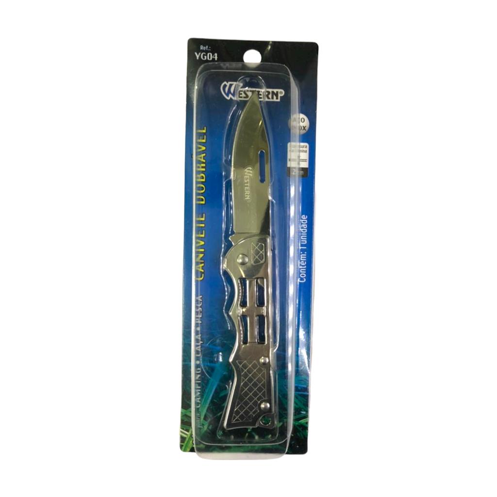 Canivete Dobravel YG04 Aco Inox Lamina Afiada Camping