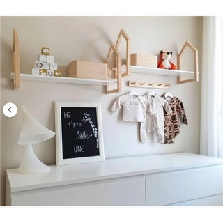KIt com 2 Prateleiras Casinha pinus + 1 cabideiro pinus