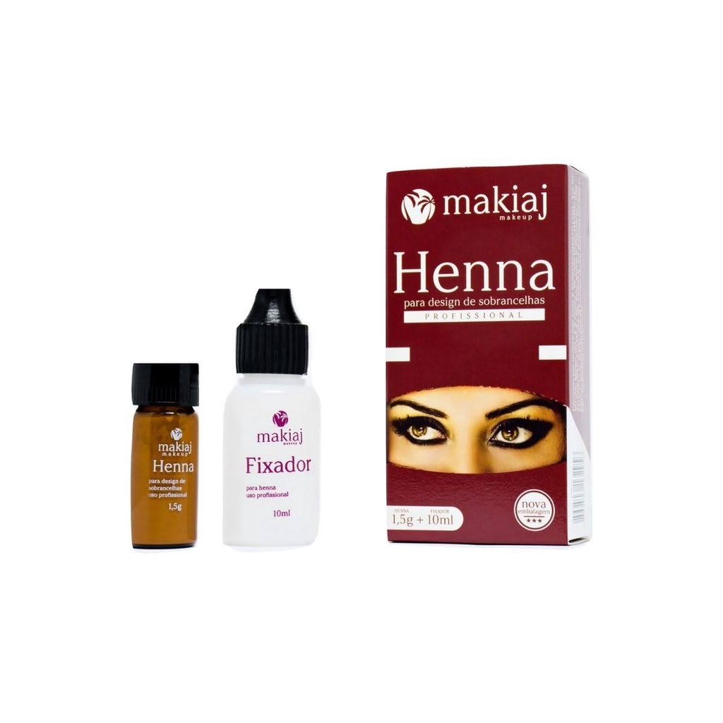 Makiaj Henna Castanho Escuro Com Dappen e Pazinha Medidora Natural