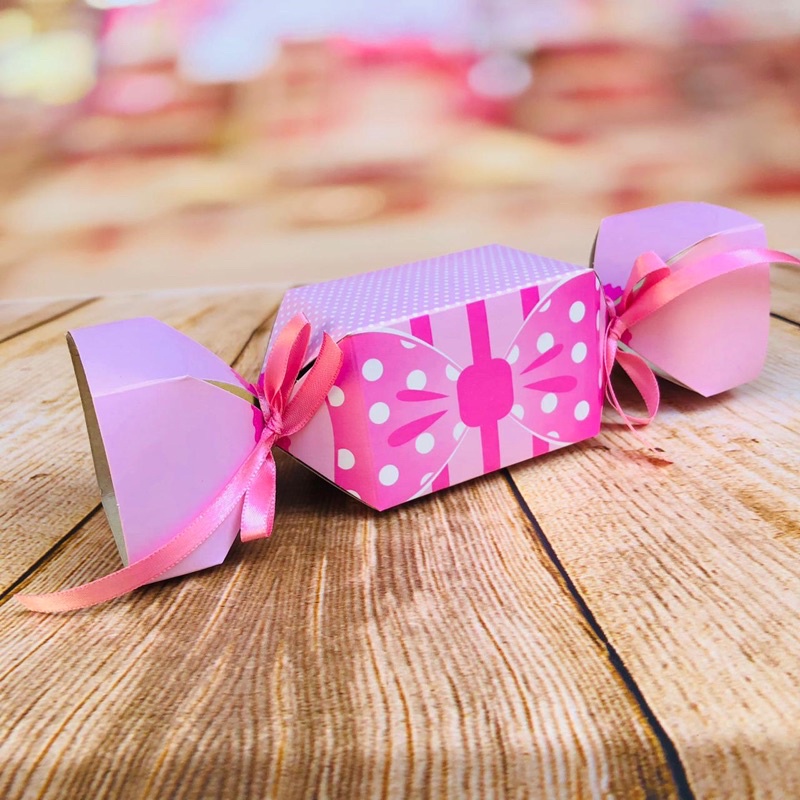 10 Caixa Bombom Caixa Bala Surpresa Doce festa TEMA LAÇO ROSA 41.4 em Oferta na Shopee