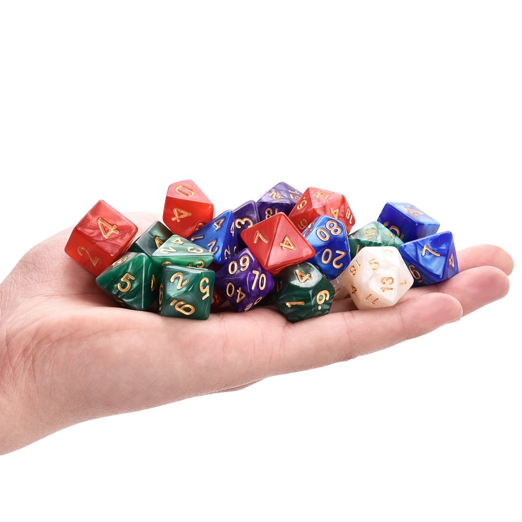 Kit De 7 Dados Para Rpg Perolizados - Escolha a cor e modelo | RPG Dice | Dado RPG em Oferta na Shopee