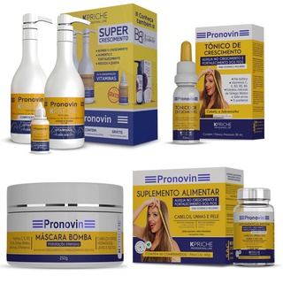Combo Completo Pronovin 1370kg Super Crescimento Capilar Natural Com Shampoo, Condicionador, Ativador, Mascara, Tonico e Suplemento 60g