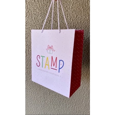 SACOLA DE PAPEL PERSONALIZADA - 25 unidades G 24x21x10 em Oferta na Shopee