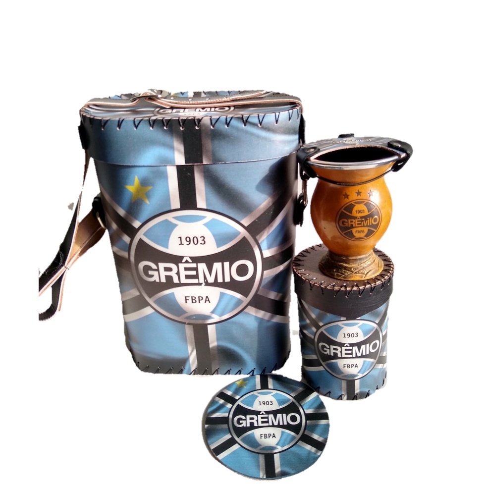 Grêmio Kit Chimarrão Com Mateira1lt+cuia+porta Erva+cevador+tapa Cuia Top