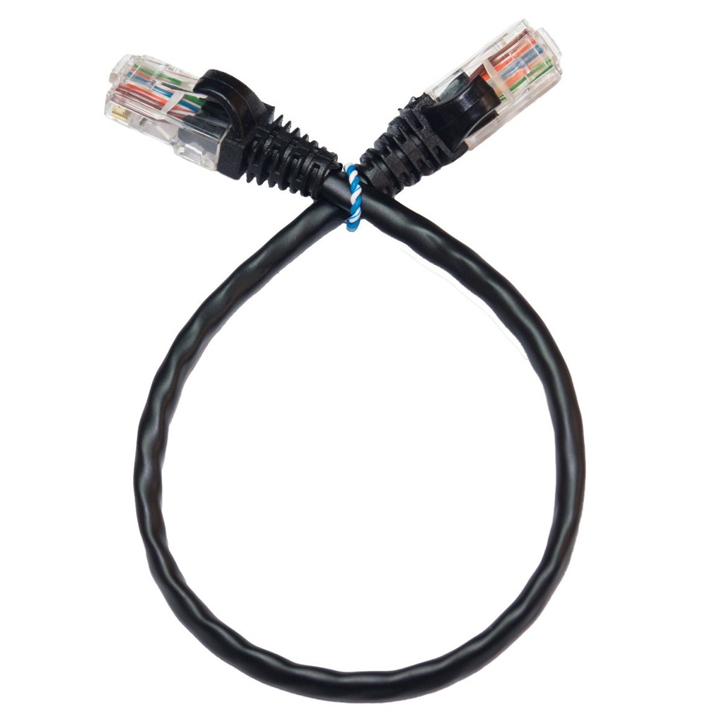 Kit 300 Un. Patch Cord Para Internet Cat5e - 20 Cm Preto