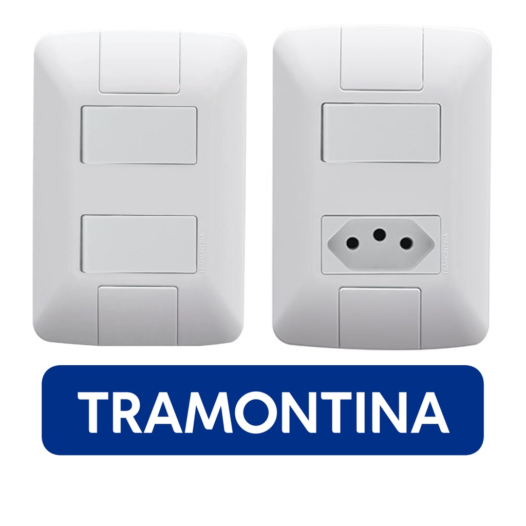 Conjunto 4x2 Tomada Com Interruptor Ou Interruptor Duplo Aria Tramontina em Oferta na Shopee