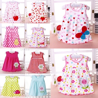 Vestido De Algodão Infantil Feminino Sem Manga Com Desenho Fofo Para Meninas De 3-24M