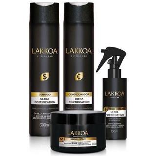 Kit Ultra Fortification Lakkoa Shampoo Cond Máscara Tônico em Oferta na Shopee