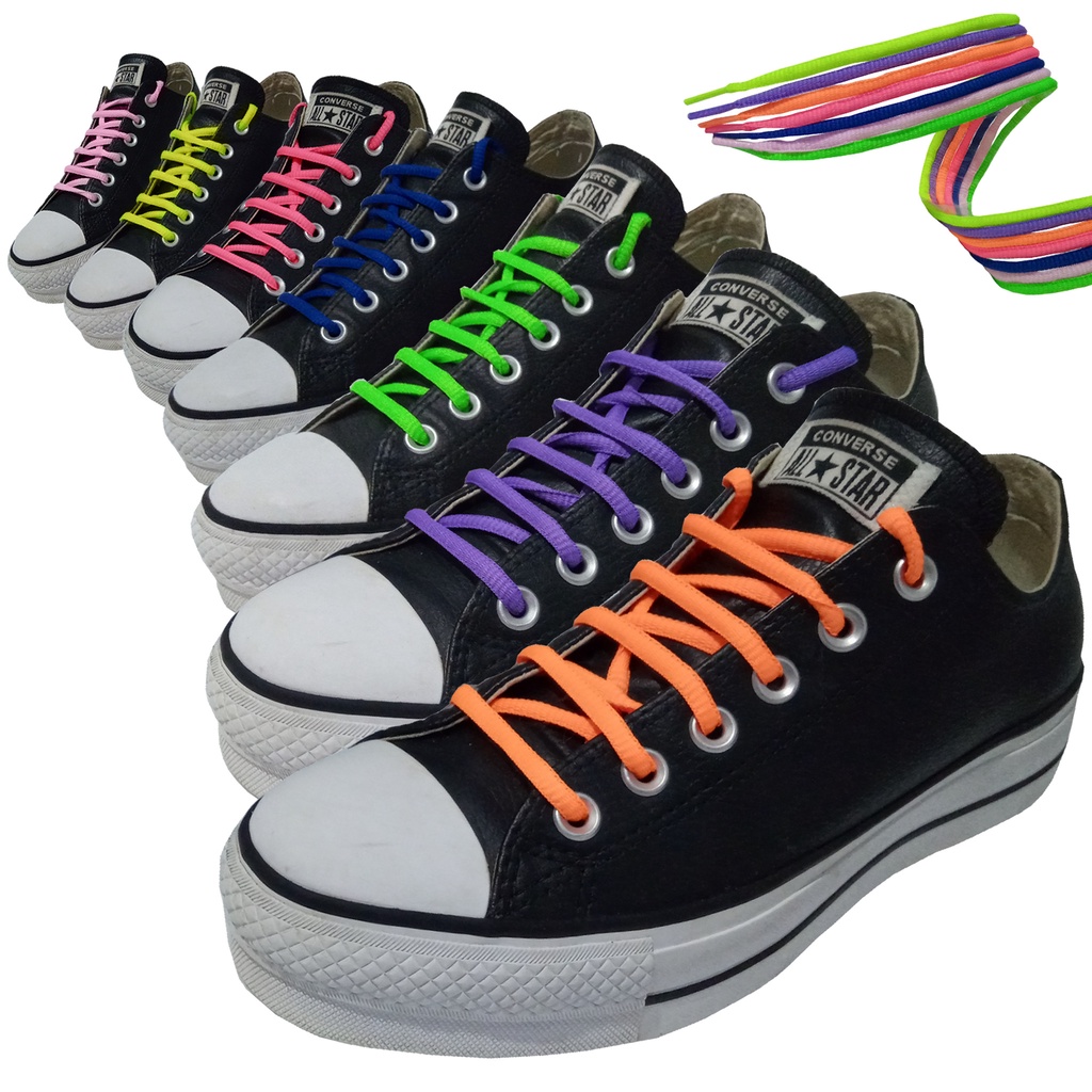 Cadarço Moda Verão Colorido Kit C/ 7 Pares 1,20 Cm Unissex Tênis