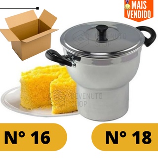 Cuscuzeiro 16/18 Alumínio Panela Cuscuzeira Faz Cuscuz Delicioso Médio Top De Linha Aluminio Polido Reforçado