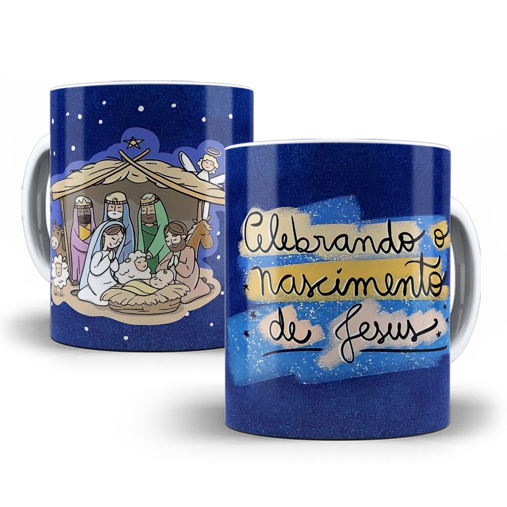 Caneca Natal Religiosa Porcelana Personalizada Modelo 1