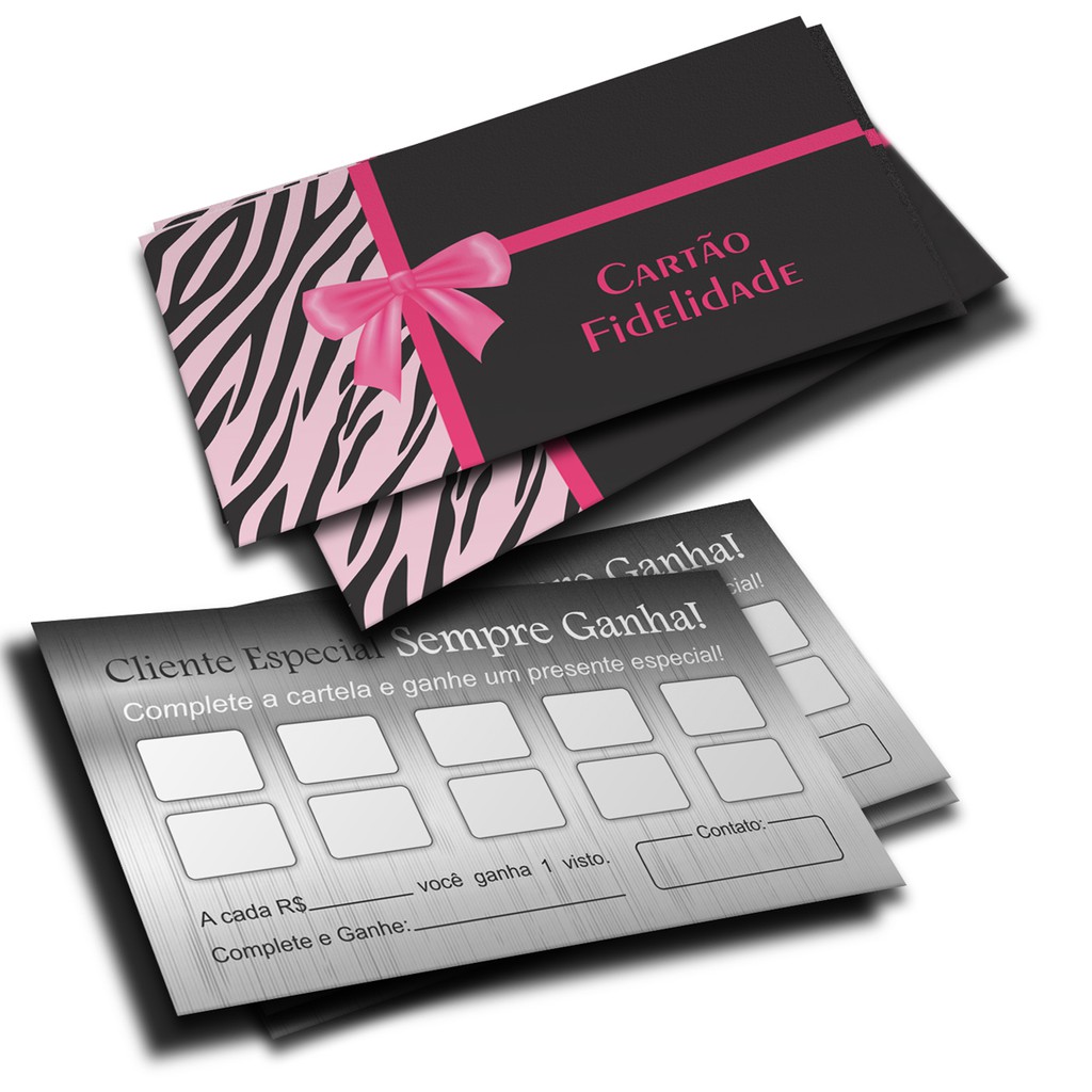 Kit 50 Cartões Fidelidade Mod4(Laço) + 250 Selos Adesivos Beijo em Oferta na Shopee