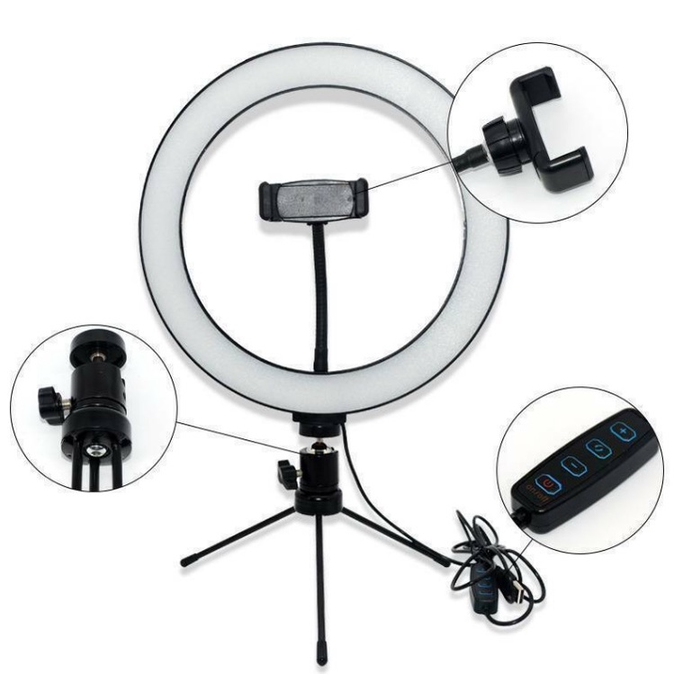 Iluminador Ring Light Aro de Luz Anel Profissional Tripe Selfie Make Up Influencer Portátil Mesa