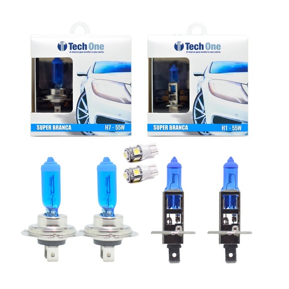 Kit Lampadas  Super Brancas H7 H1 Techone