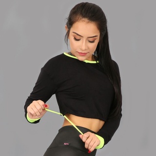 CROPPED Feminina Manga Longa AMANDAcom amarração lateral