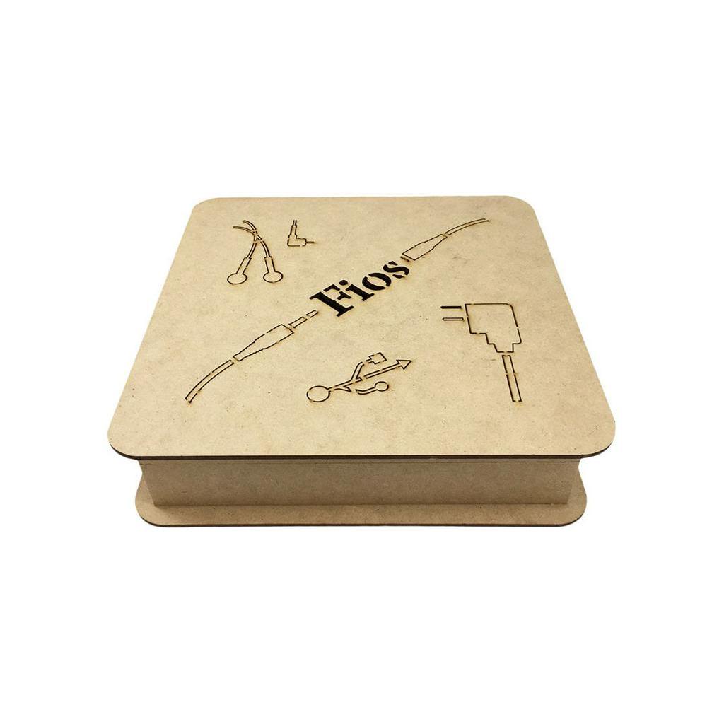 Caixa De Fios A Laser MDF Cru Com Dobradica 25x25x6