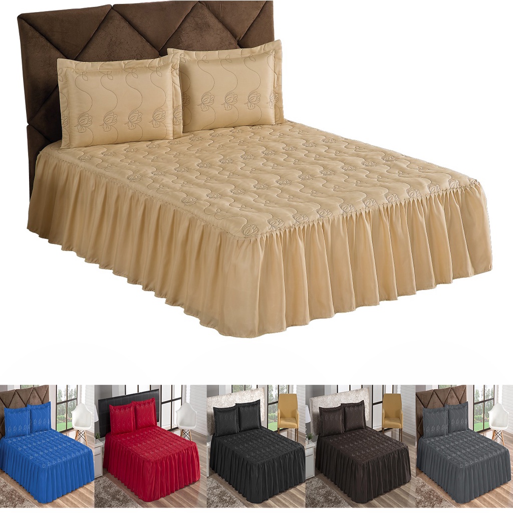 Jogo de cama Colcha Mi Amore Margadona Casal Padrão 03 Peças diversas cores quarto de casal