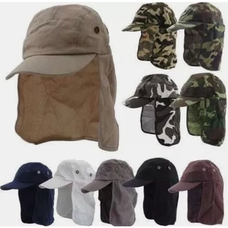 Boné Chapéu Camuflado Verde Marrom Várias Cores Proteção Pescoço Nuca