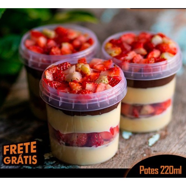 20 Potes Redondo com Lacre 220ml Bolo No Pote