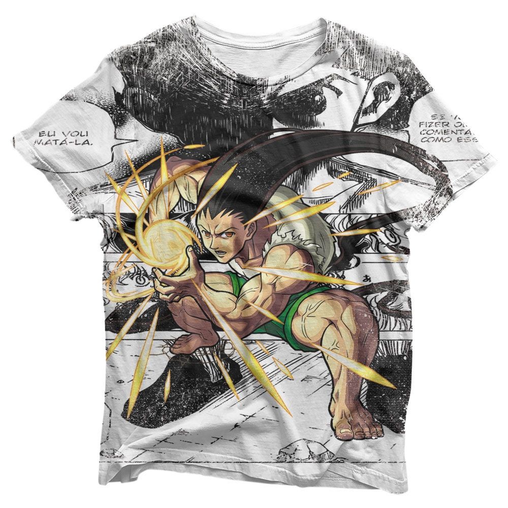 Camisa Gon Adulto Power - Camisas Hunter X Hunter Estampa Total